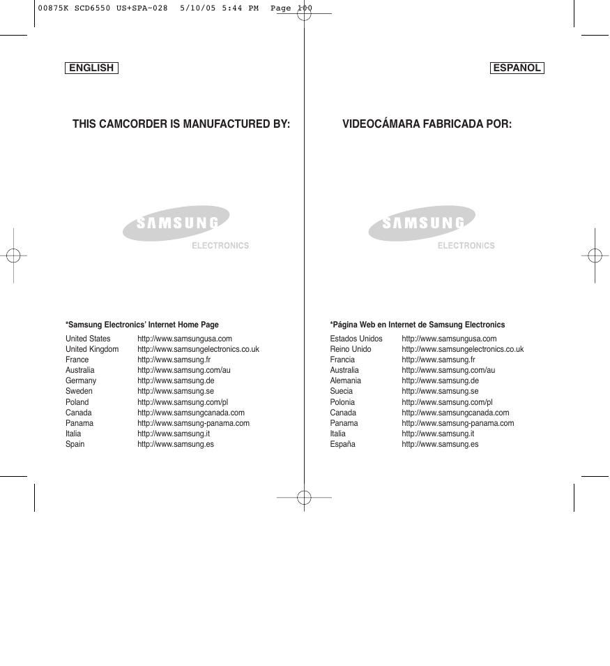 Samsung SC-D6550-XAA User Manual | Page 154 / 154