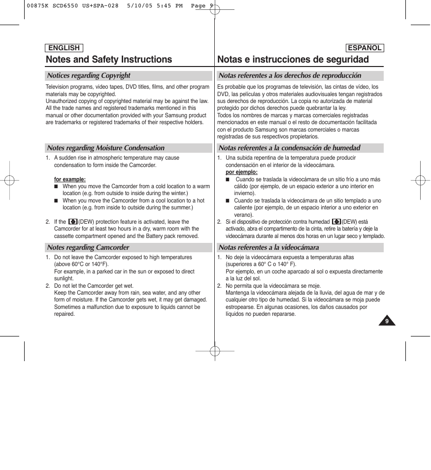 Samsung SC-D6550-XAA User Manual | Page 9 / 154