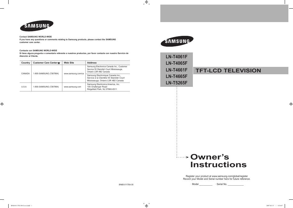 Samsung LNT4665FX-XAA User Manual | 178 pages