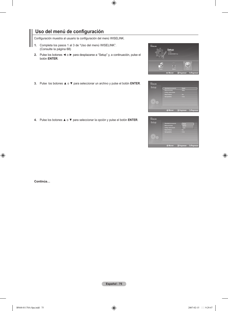 Uso del menú de configuración | Samsung LNT4665FX-XAA User Manual | Page 165 / 178