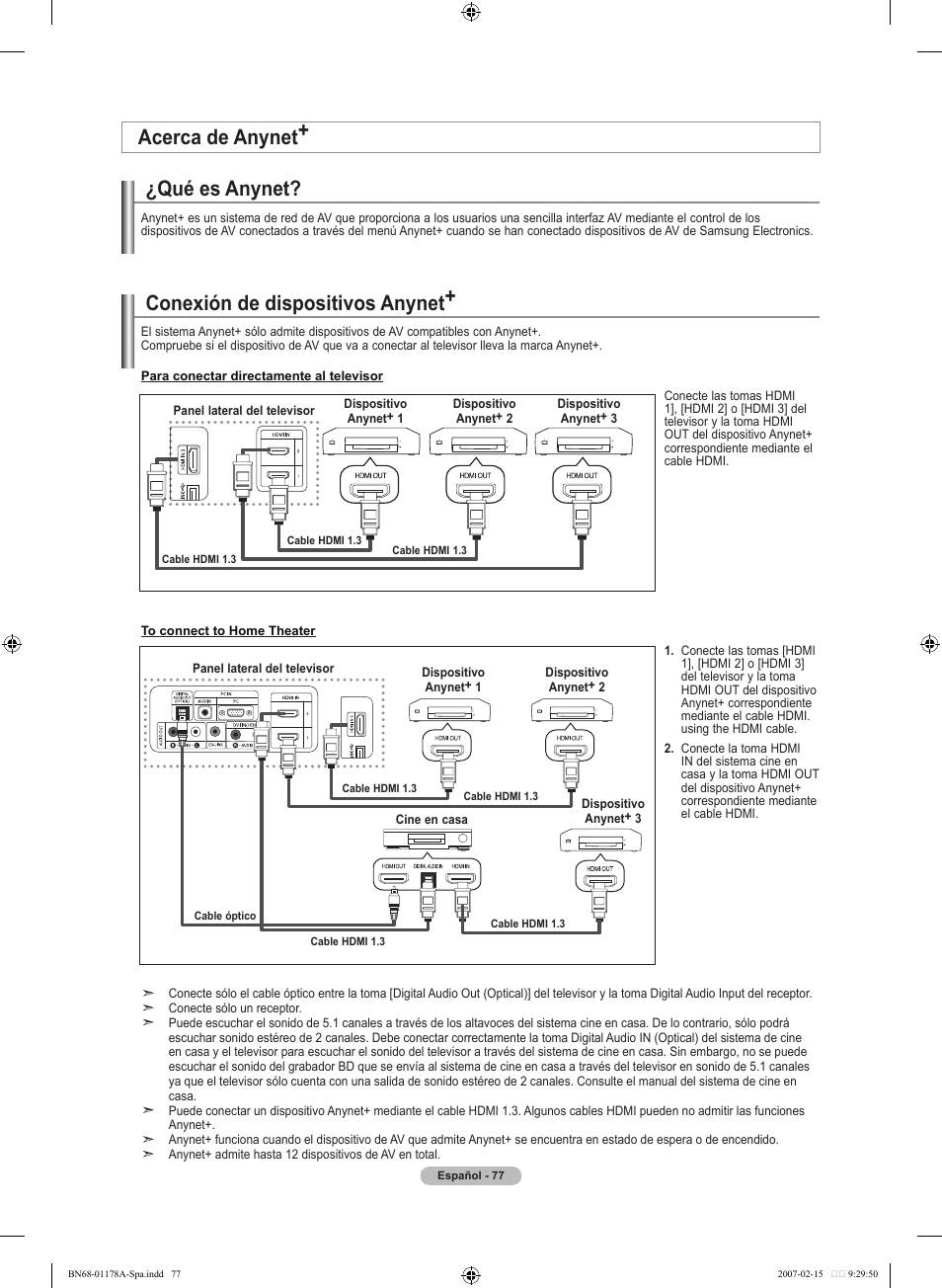 Qué es anynet, Conexión de dispositivos anynet, Acerca de anynet | Samsung LNT4665FX-XAA User Manual | Page 167 / 178