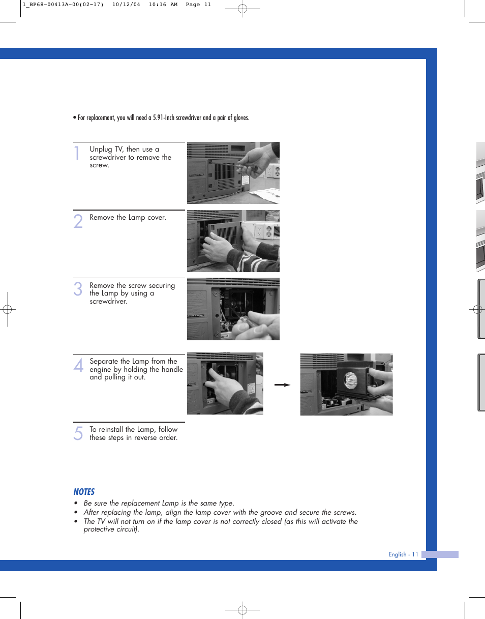 Samsung HLP4667WX-XAA User Manual | Page 11 / 102