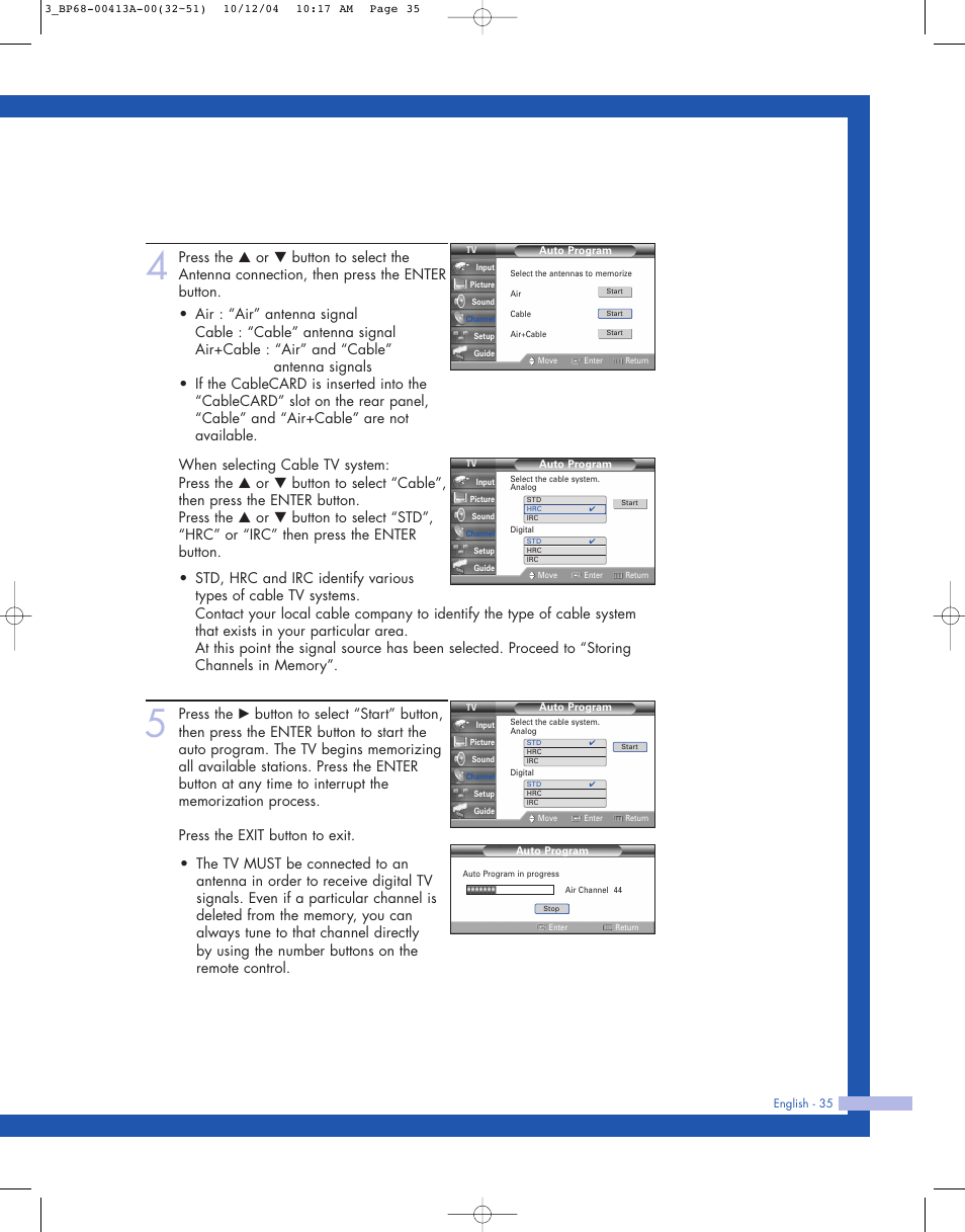 Samsung HLP4667WX-XAA User Manual | Page 35 / 102