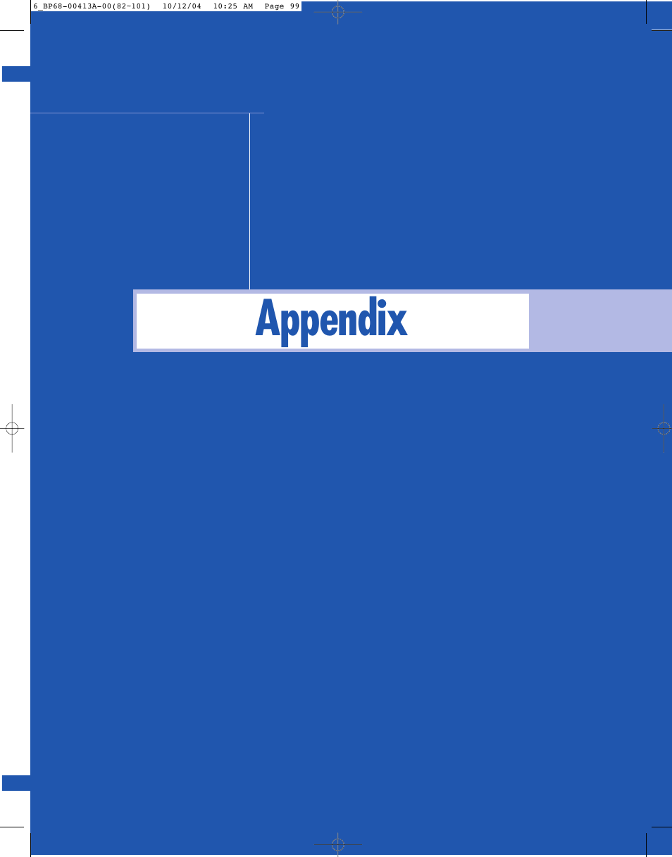 Appendix | Samsung HLP4667WX-XAA User Manual | Page 99 / 102