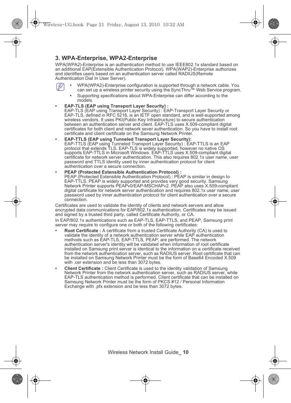 Wpa-enterprise, wpa2-enterprise | Samsung CLX-8640ND-XAA User Manual | Page 11 / 12
