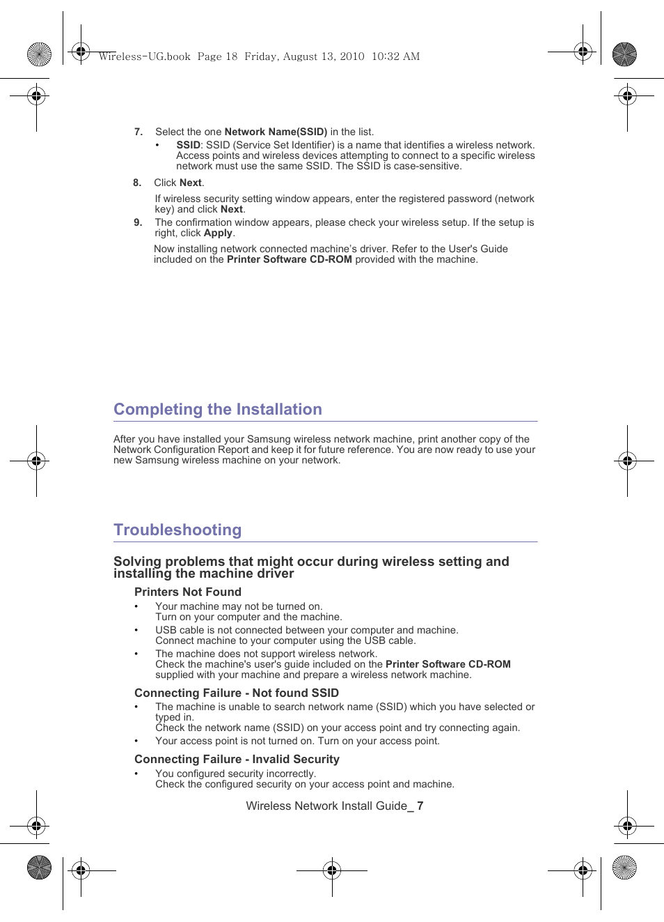 Completing the installation, Troubleshooting | Samsung CLX-8640ND-XAA User Manual | Page 8 / 12