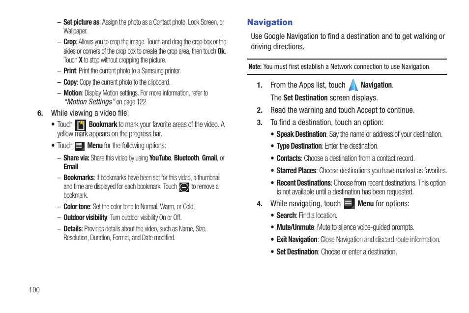 Navigation | Samsung SCH-I905ZKAUSC User Manual | Page 104 / 178