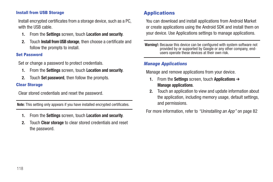 Applications | Samsung SCH-I905ZKAUSC User Manual | Page 122 / 178