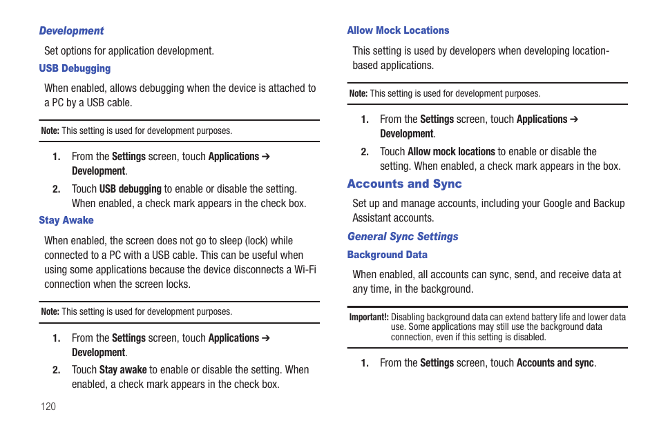 Accounts and sync | Samsung SCH-I905ZKAUSC User Manual | Page 124 / 178