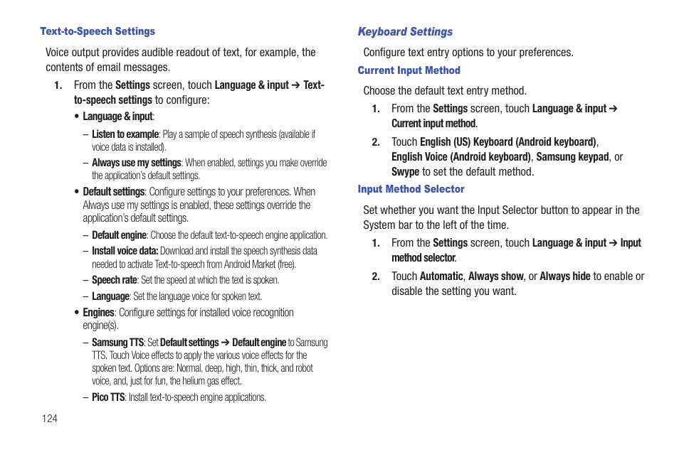 Settings. (for | Samsung SCH-I905ZKAUSC User Manual | Page 128 / 178
