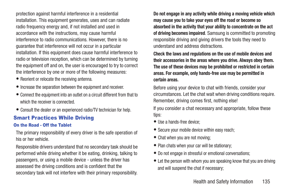 Smart practices while driving | Samsung SCH-I905ZKAUSC User Manual | Page 139 / 178