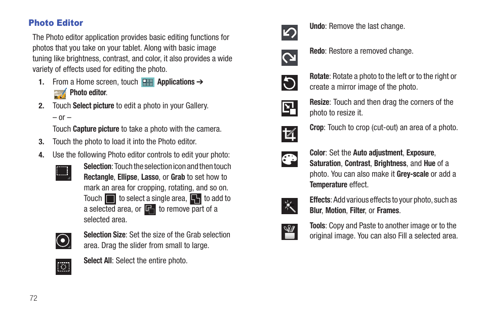Photo editor | Samsung SCH-I905ZKAUSC User Manual | Page 76 / 178