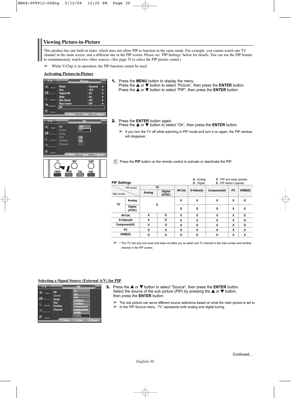Viewing picture-in-picture | Samsung SPS4223X-XAP User Manual | Page 30 / 68