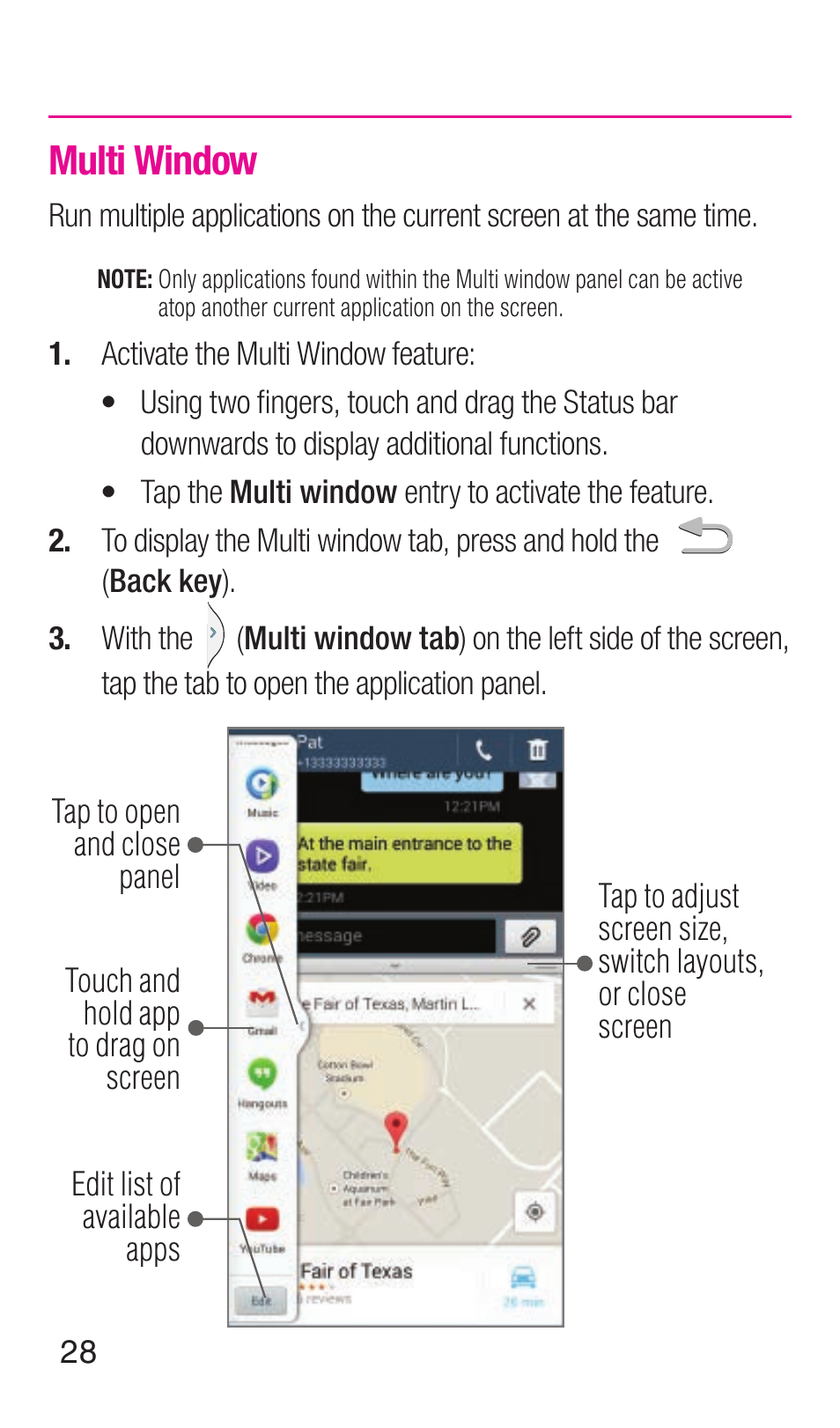 Multi window | Samsung SGH-T999ZAATMB User Manual | Page 30 / 40