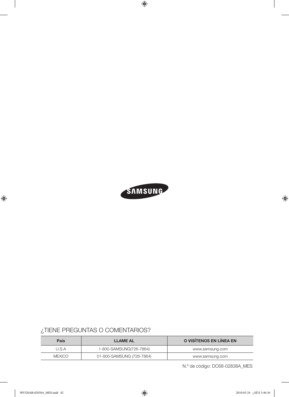 Tiene preguntas o comentarios | Samsung WF520ABW-XAA User Manual | Page 84 / 84