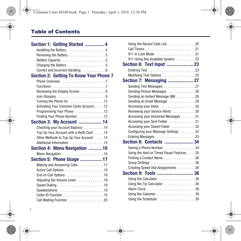 Samsung SPH-M340DAACMU User Manual | Page 4 / 102