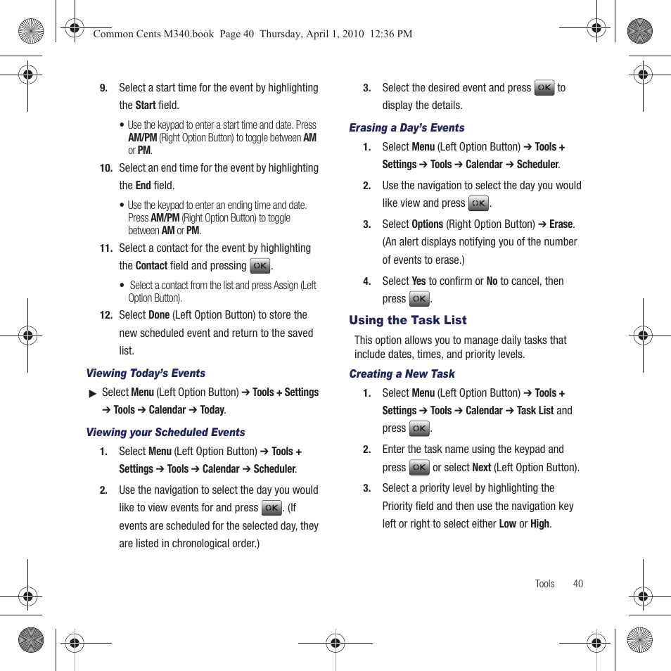 Using the task list | Samsung SPH-M340DAACMU User Manual | Page 43 / 102