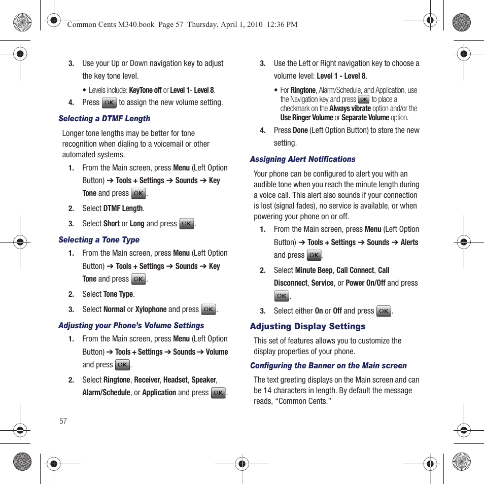 Adjusting display settings | Samsung SPH-M340DAACMU User Manual | Page 60 / 102