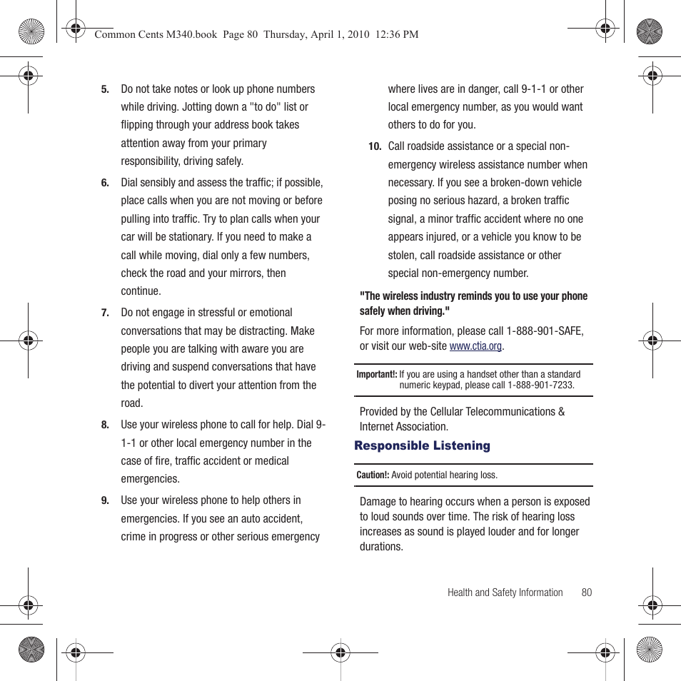 Responsible listening | Samsung SPH-M340DAACMU User Manual | Page 83 / 102