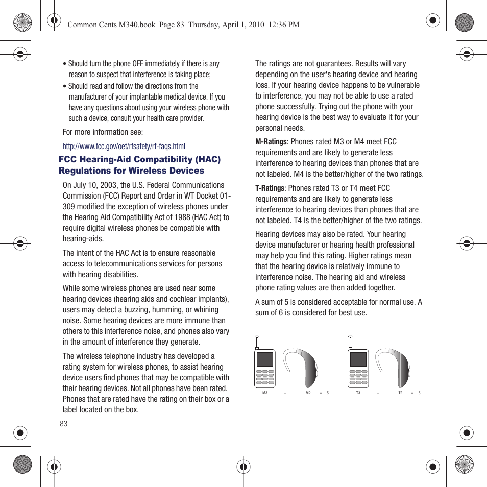 Fcc hearing-aid compatibility (hac), Regulations for wireless devices | Samsung SPH-M340DAACMU User Manual | Page 86 / 102