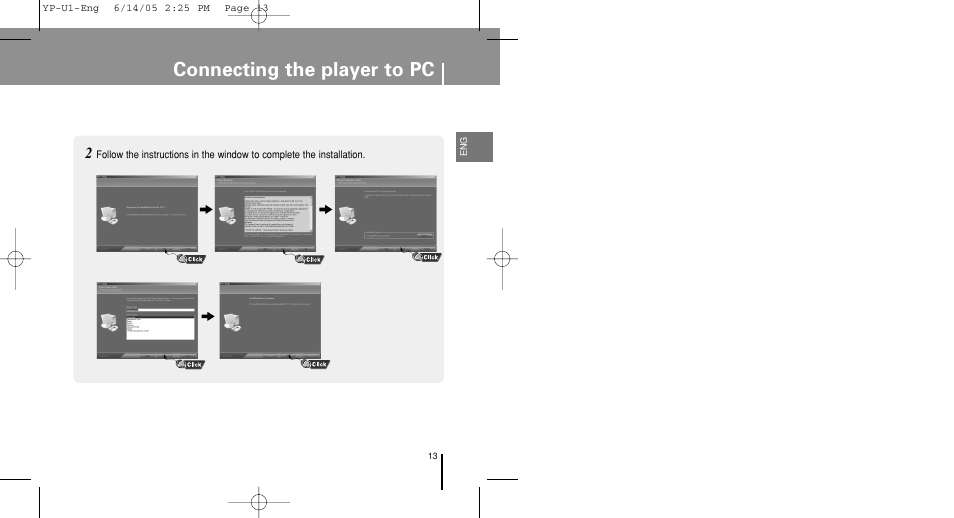 Connecting the player to pc | Samsung YP-U1XB-XAA User Manual | Page 13 / 56