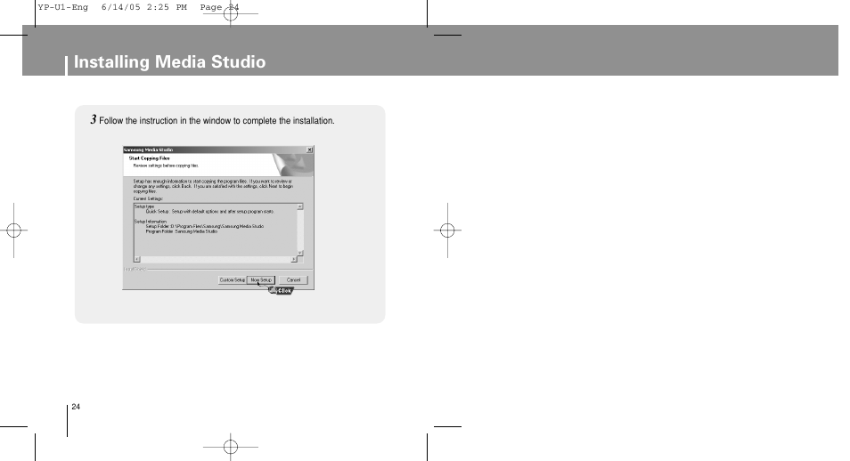 Installing media studio | Samsung YP-U1XB-XAA User Manual | Page 24 / 56