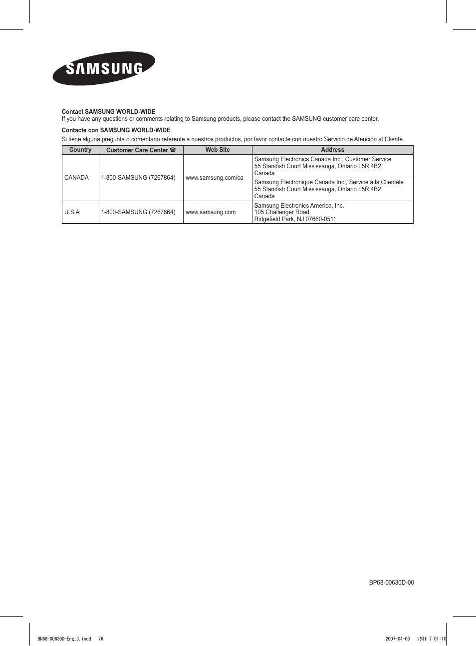 Samsung HLT6756WX-XAA User Manual | Page 144 / 144