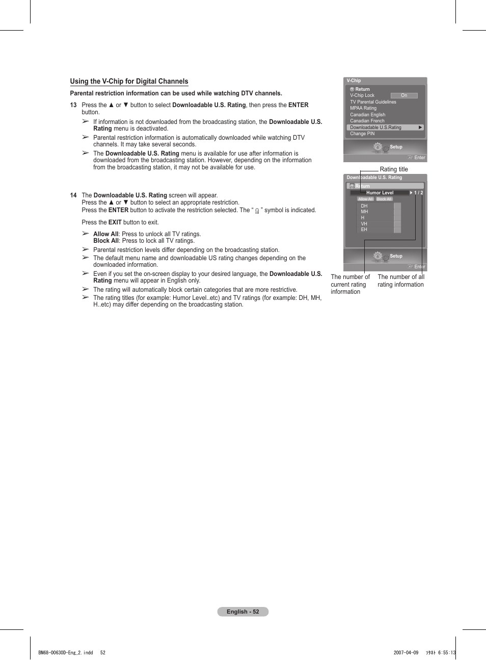Samsung HLT6756WX-XAA User Manual | Page 52 / 144