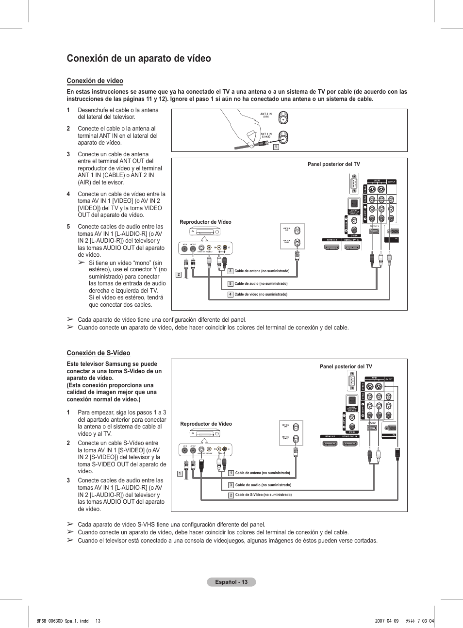 Conexión de un aparato de vídeo | Samsung HLT6756WX-XAA User Manual | Page 88 / 144