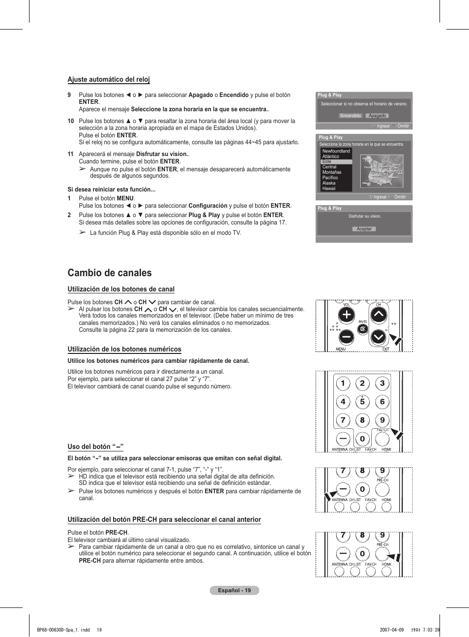Cambio de canales | Samsung HLT6756WX-XAA User Manual | Page 94 / 144