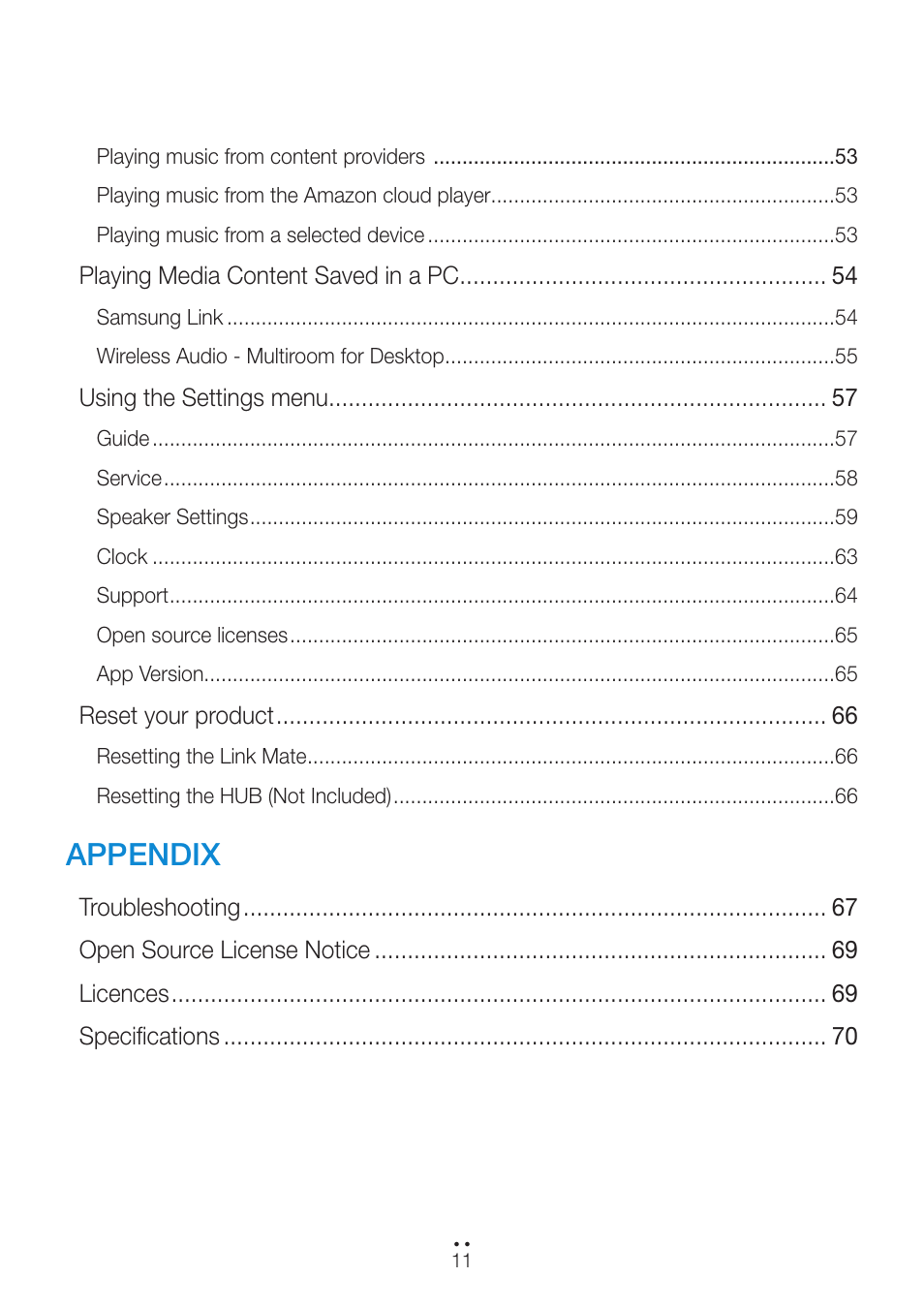 Appendix | Samsung WAM270-ZA User Manual | Page 11 / 75