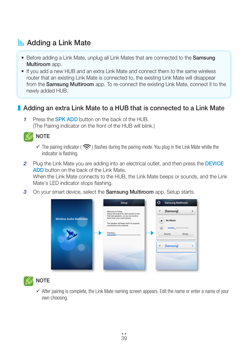 Adding a link mate, A adding a link mate | Samsung WAM270-ZA User Manual | Page 39 / 75