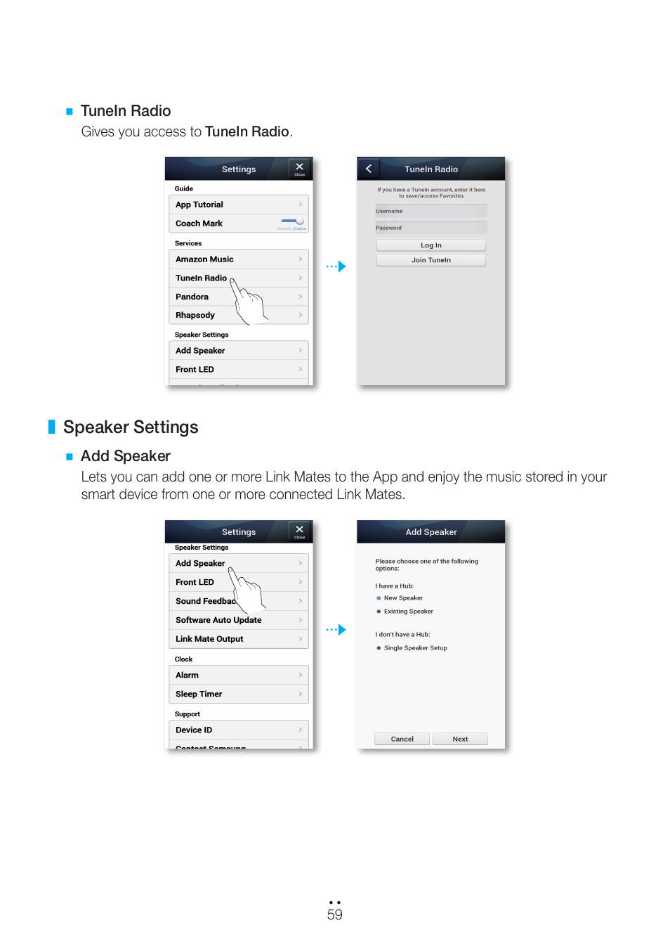 Speaker settings | Samsung WAM270-ZA User Manual | Page 59 / 75
