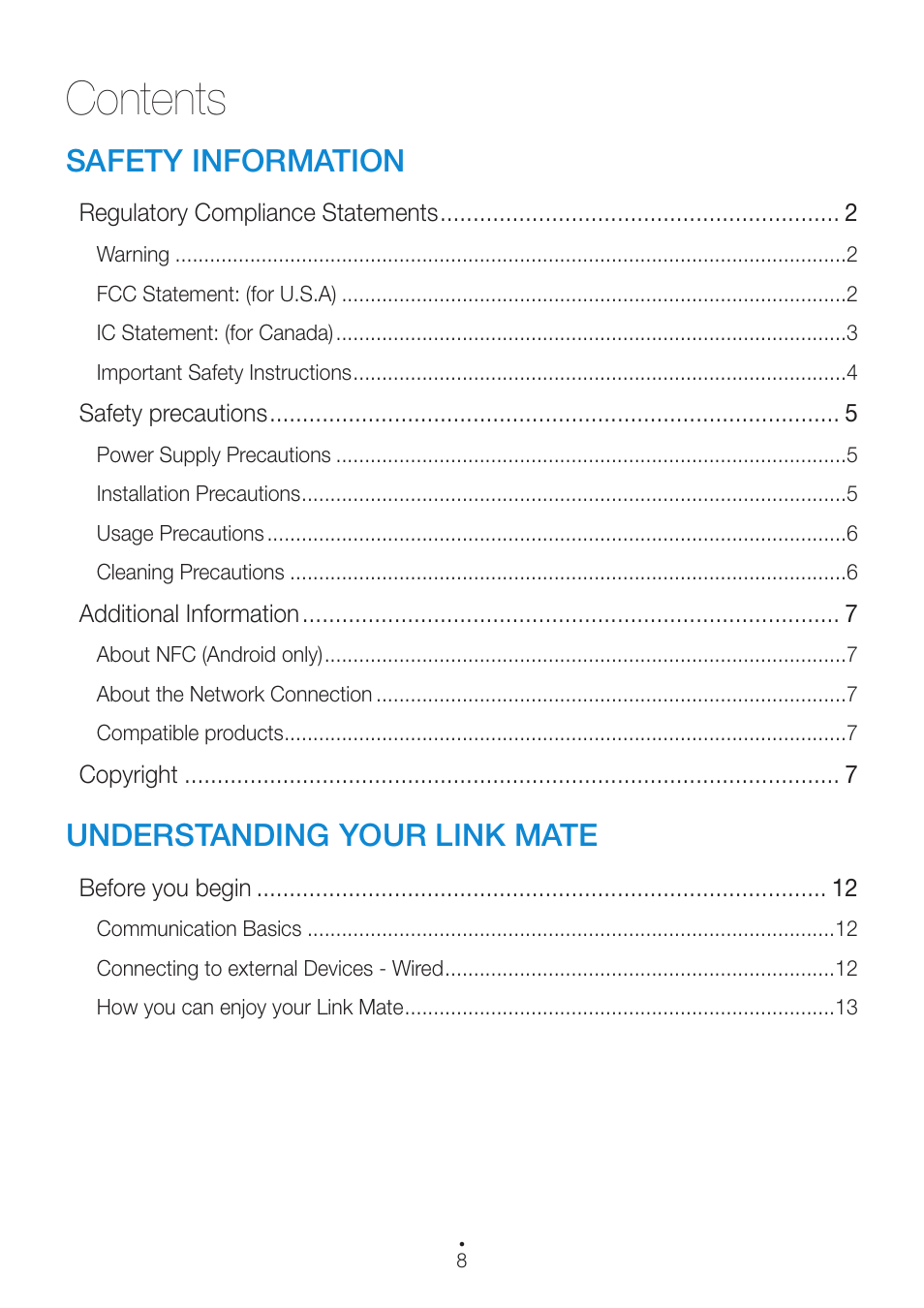 Samsung WAM270-ZA User Manual | Page 8 / 75