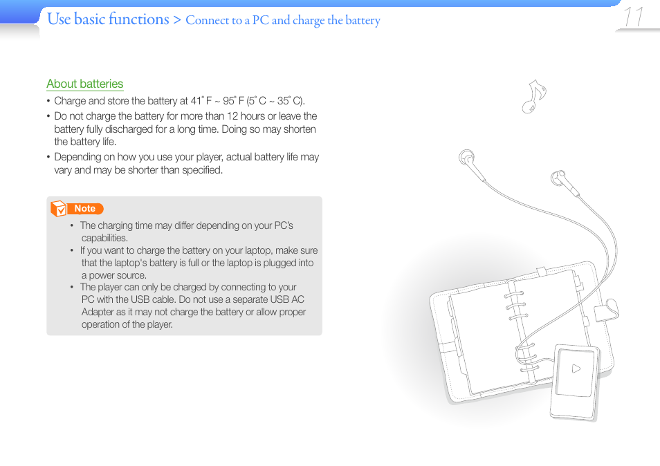 Use basic functions | Samsung YP-R1JCS-XAA User Manual | Page 13 / 95