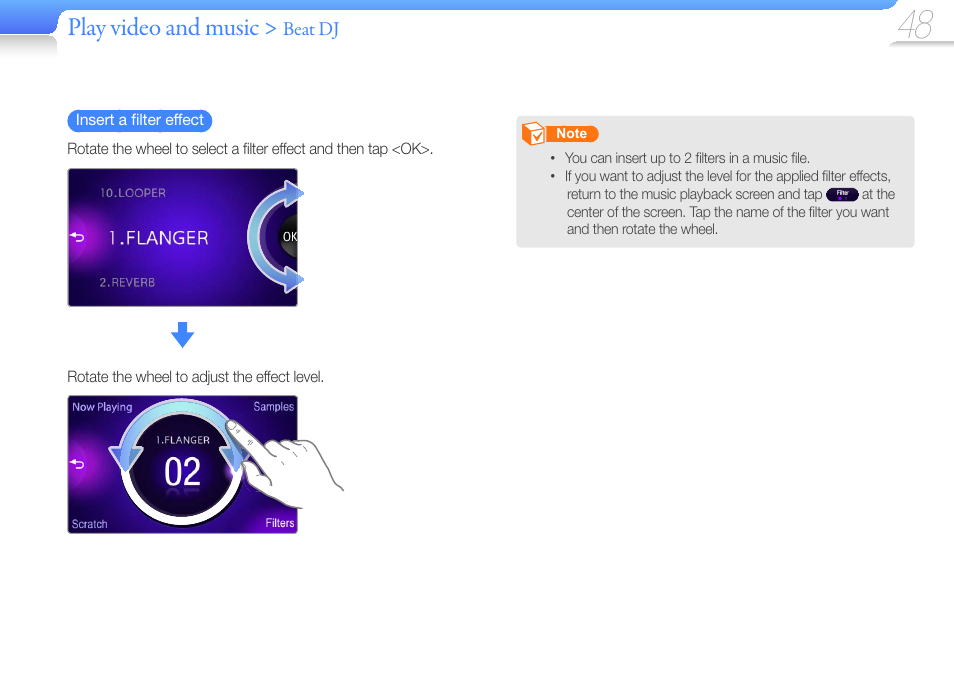 Play video and music | Samsung YP-R1JCS-XAA User Manual | Page 50 / 95