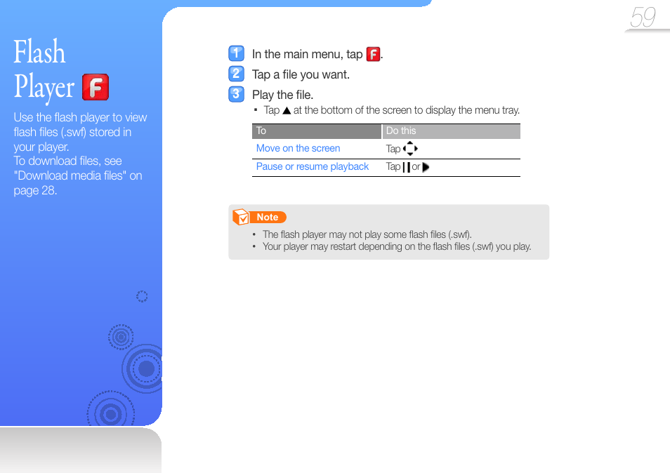 Flash player, Flash, Player | Samsung YP-R1JCS-XAA User Manual | Page 61 / 95