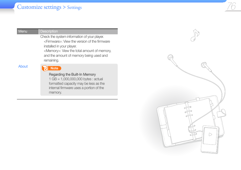 Customize settings | Samsung YP-R1JCS-XAA User Manual | Page 78 / 95