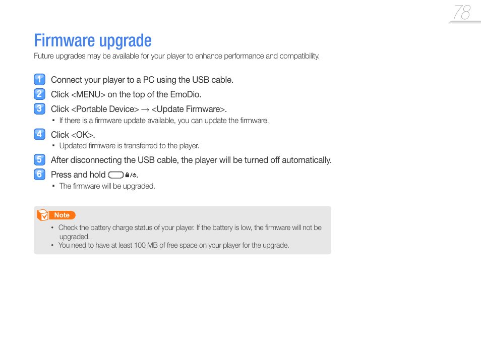 Firmware upgrade, Firmware, Upgrade | Samsung YP-R1JCS-XAA User Manual | Page 80 / 95