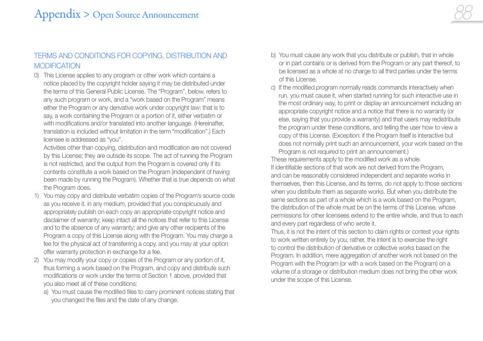 Appendix, Open source announcement | Samsung YP-R1JCS-XAA User Manual | Page 90 / 95