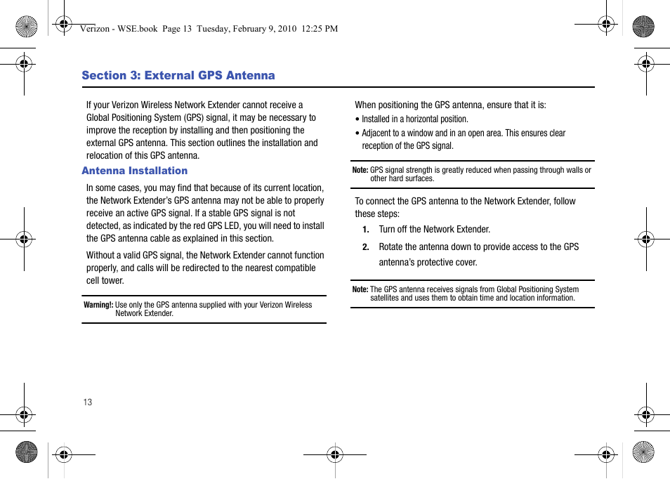 Section 3: external gps antenna, Antenna installation | Samsung SCS-26UC4 User Manual | Page 16 / 67