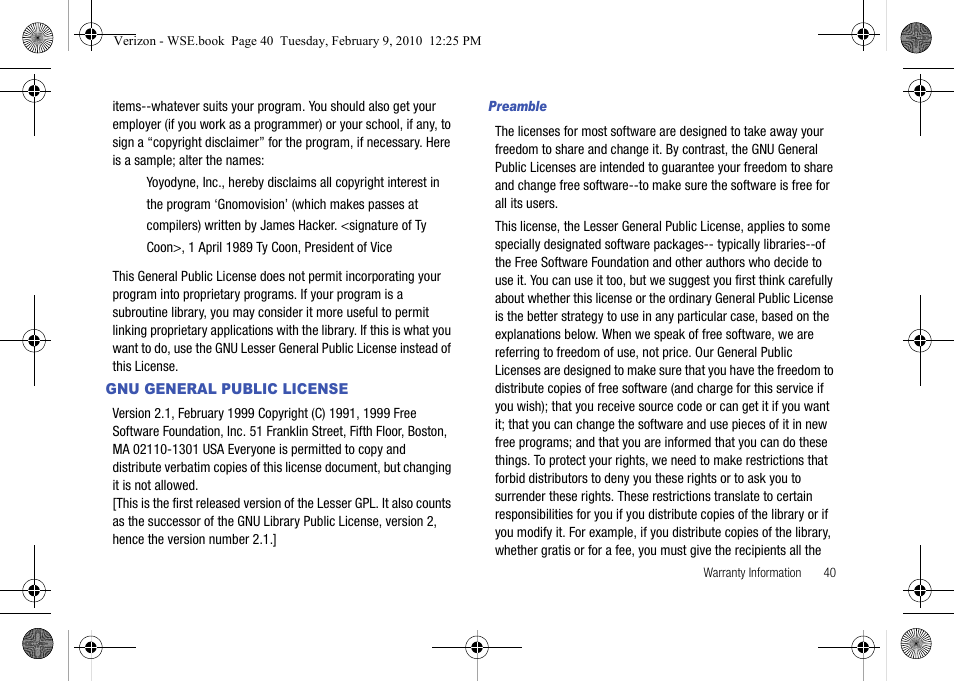 Gnu general public license | Samsung SCS-26UC4 User Manual | Page 43 / 67