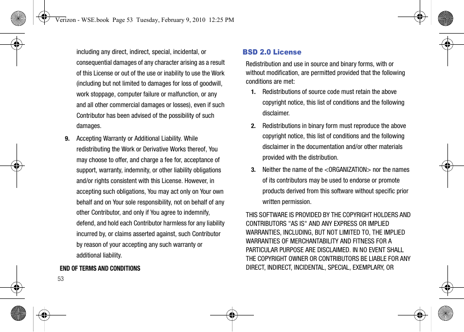Bsd 2.0 license | Samsung SCS-26UC4 User Manual | Page 56 / 67