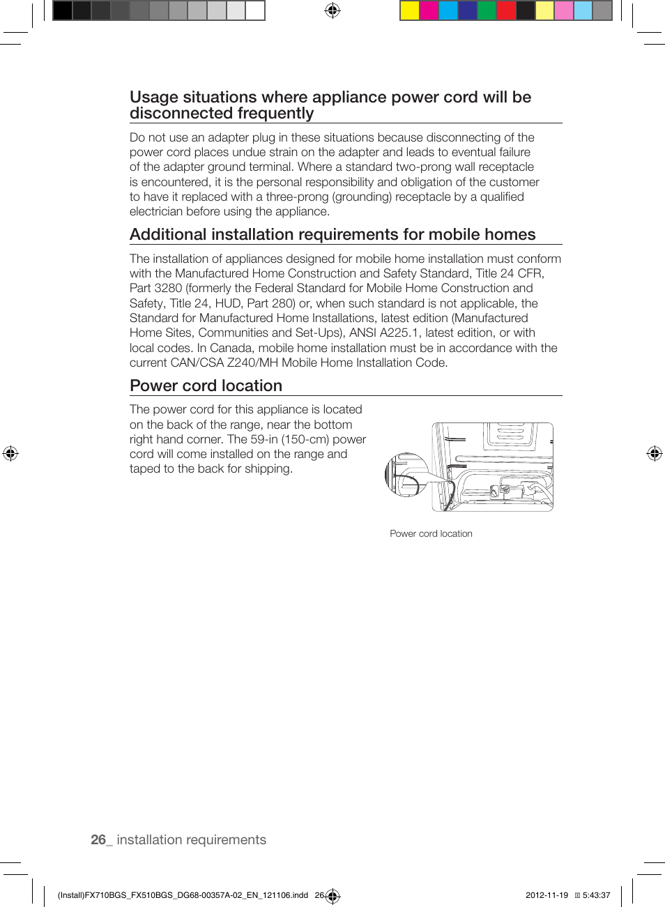 Power cord location | Samsung NX583G0VBSR-AA User Manual | Page 26 / 40