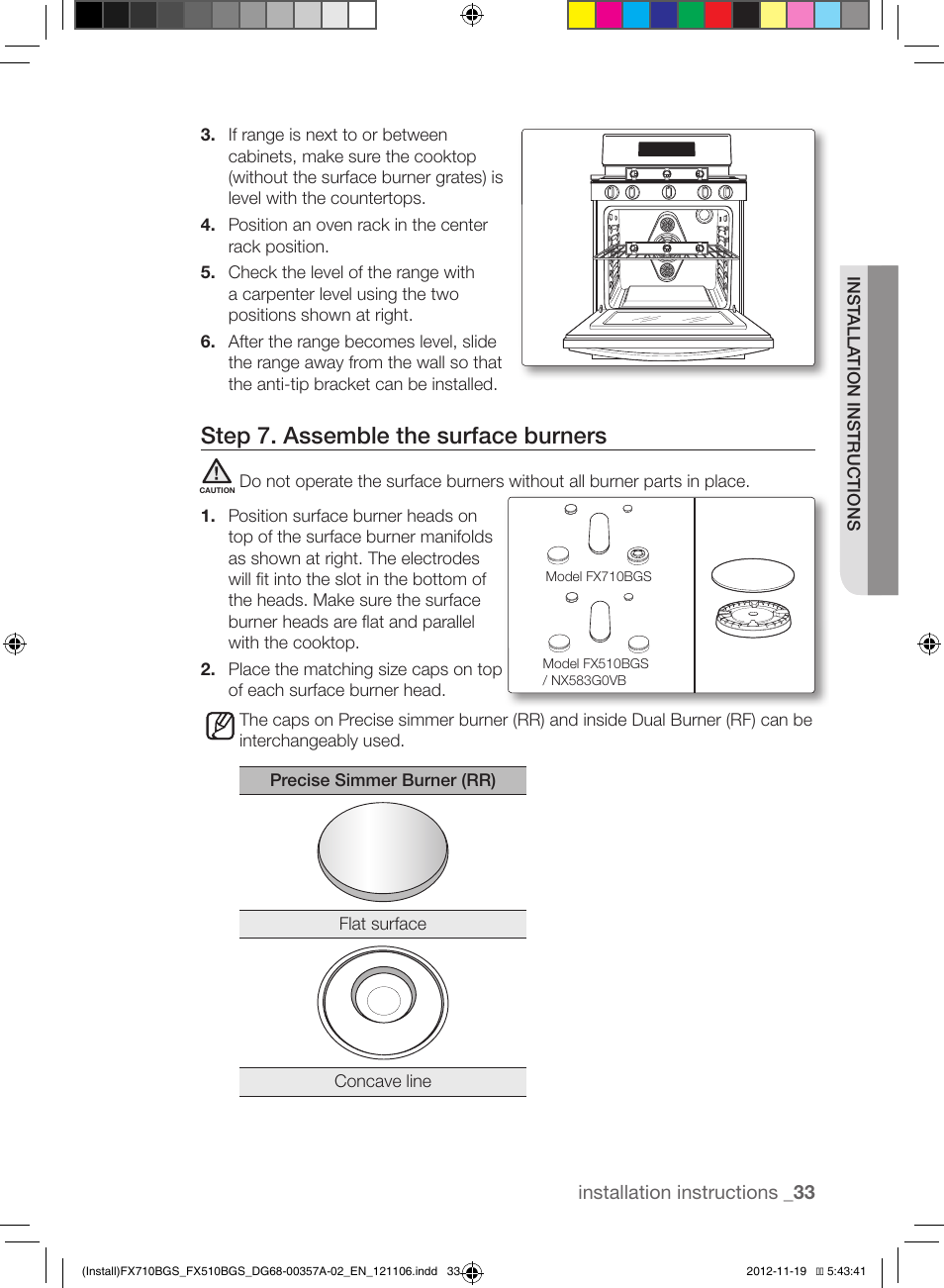 Step 7. assemble the surface burners | Samsung NX583G0VBSR-AA User Manual | Page 33 / 40