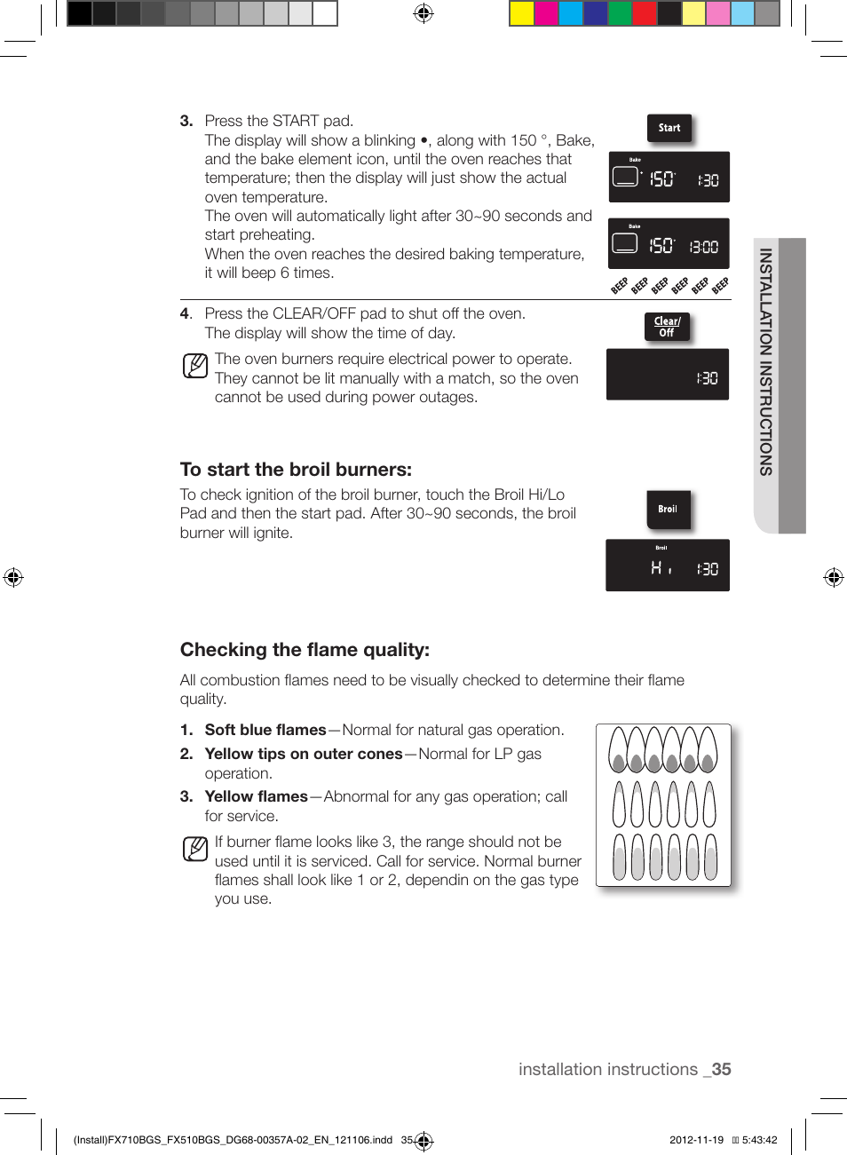 Checking the flame quality | Samsung NX583G0VBSR-AA User Manual | Page 35 / 40