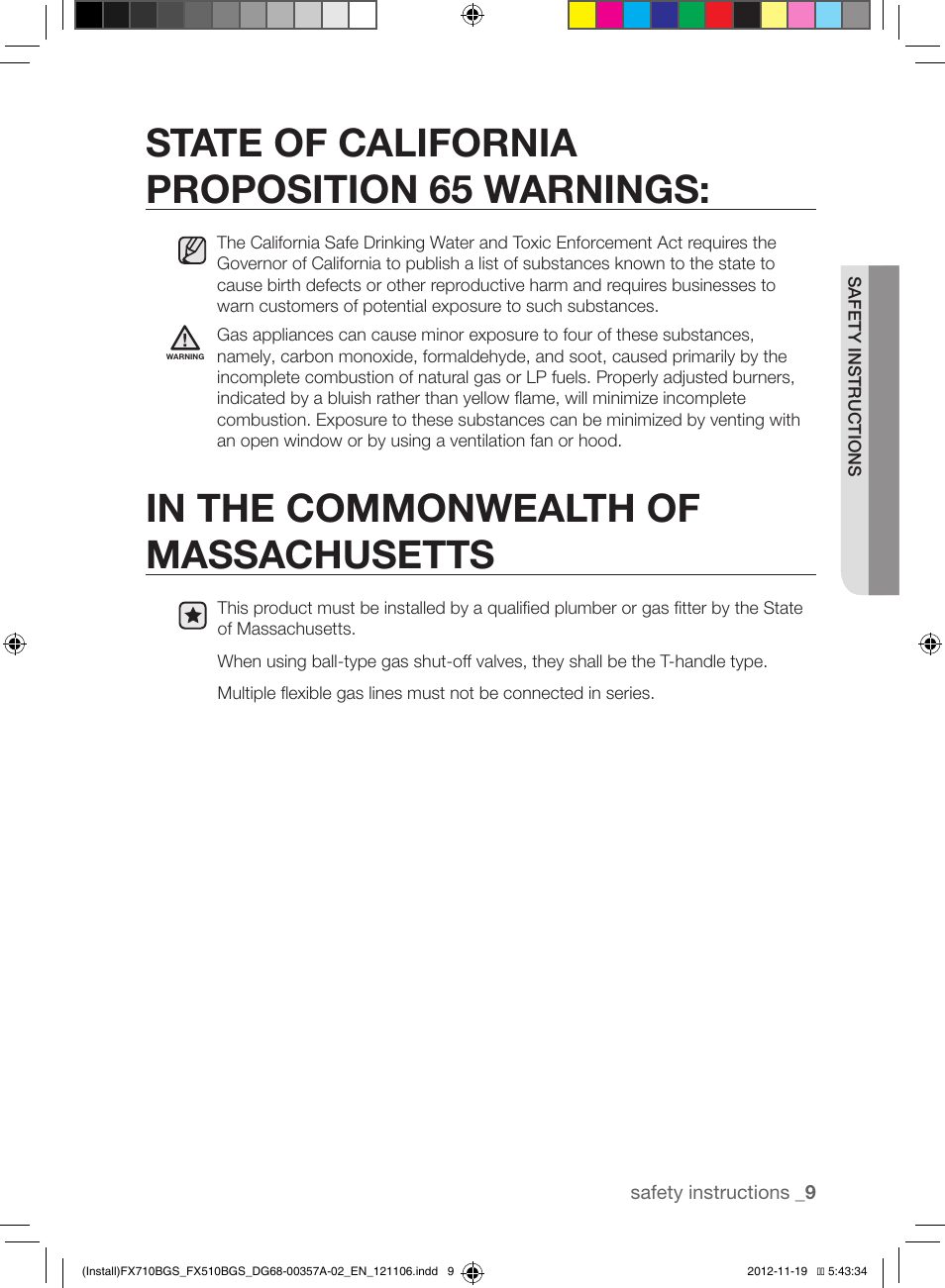 State of california proposition 65 warnings | Samsung NX583G0VBSR-AA User Manual | Page 9 / 40