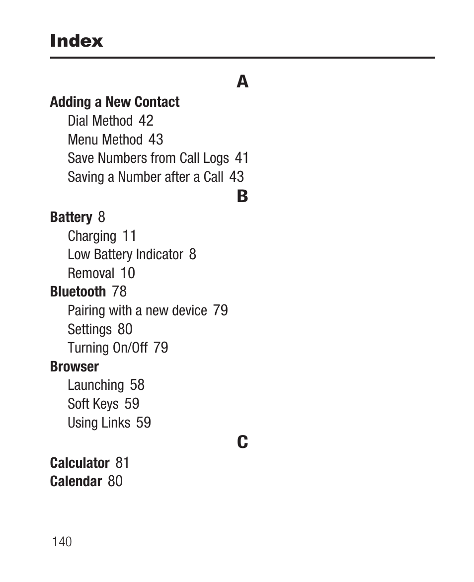 Index | Samsung SCH-R710XKBCRI User Manual | Page 144 / 150