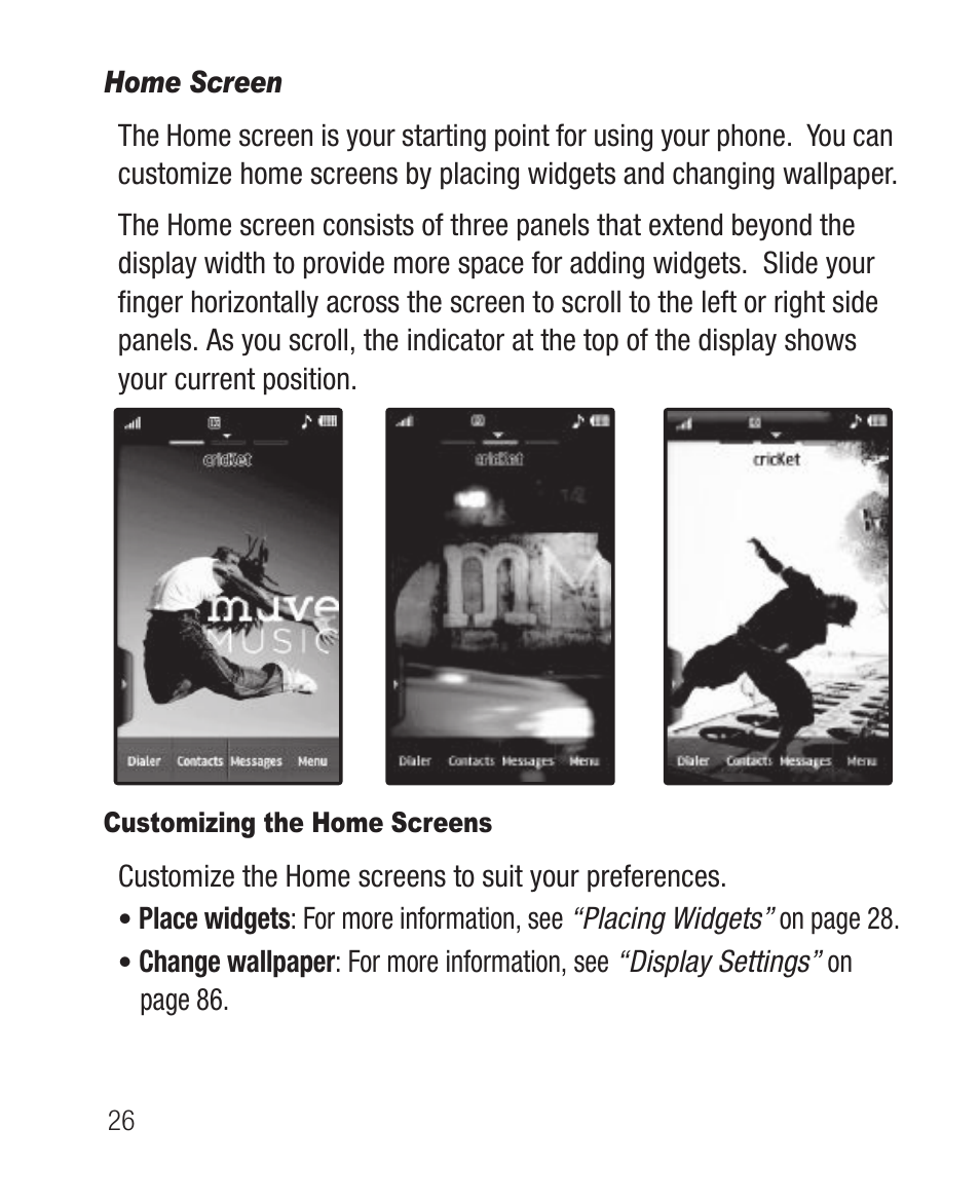 Home screen, Customizing the home screens | Samsung SCH-R710XKBCRI User Manual | Page 30 / 150