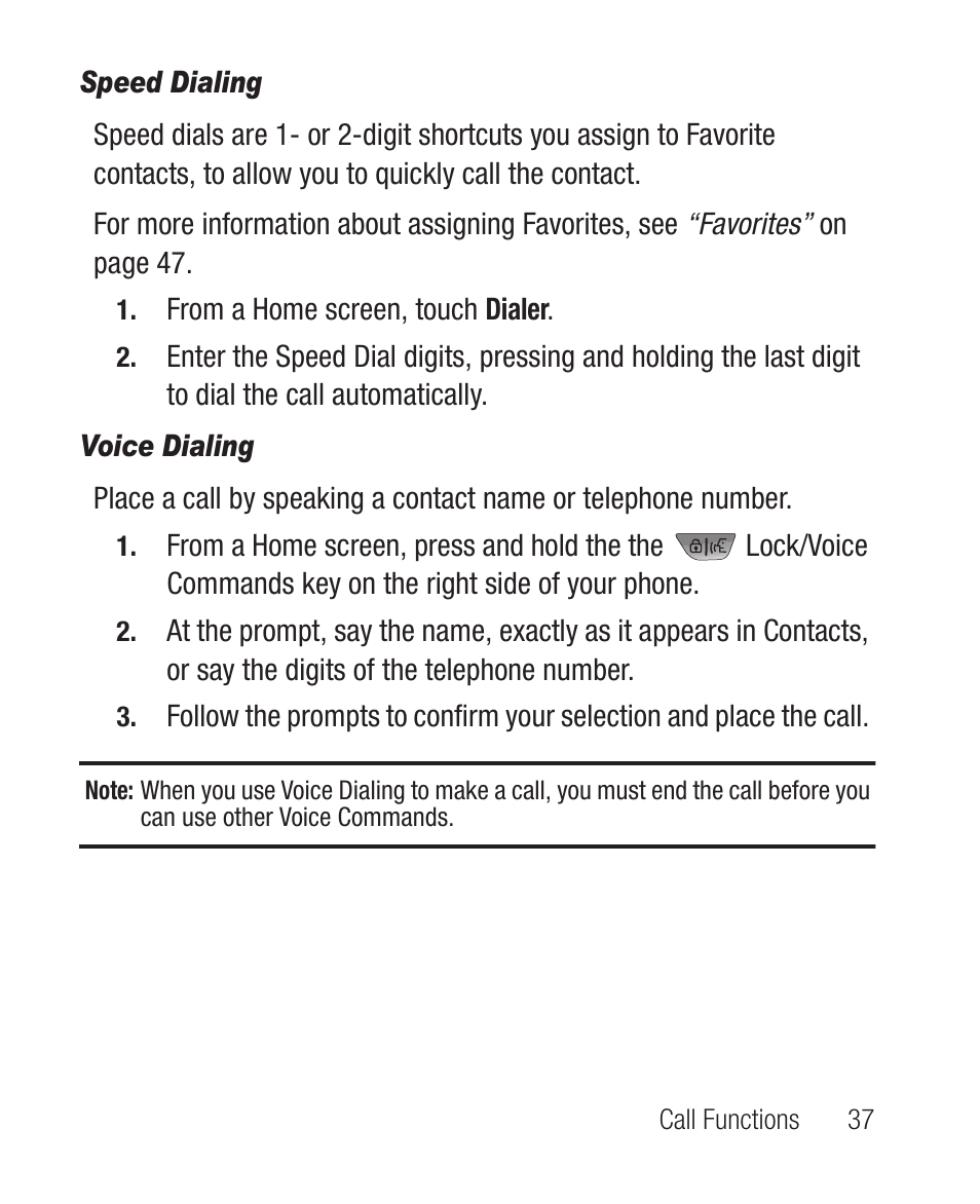 Speed dialing, Voice dialing | Samsung SCH-R710XKBCRI User Manual | Page 41 / 150